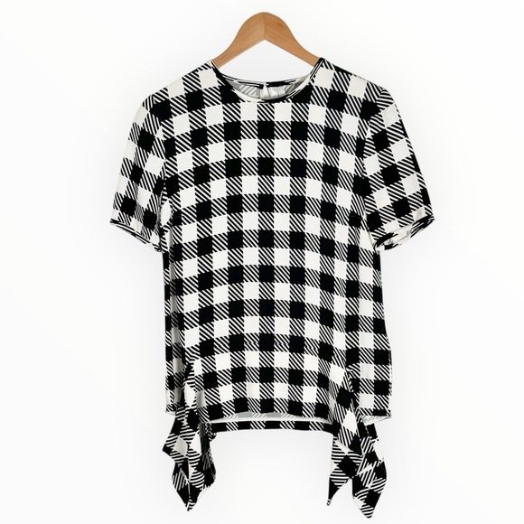 Victoria Victoria Beckham gingham checkered short sleeve blouse black and white - Picture 1 of 7